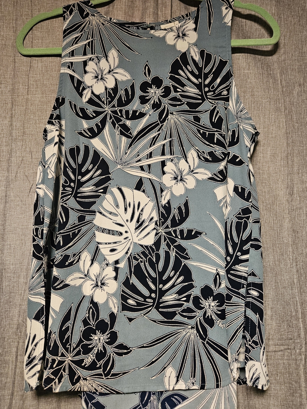 Paper Crane Blue Tropical Floral Sleeveless Blouse